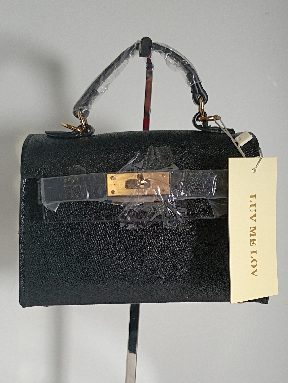 Black Top-Handle Women's Mini Bag with Gold Hardware